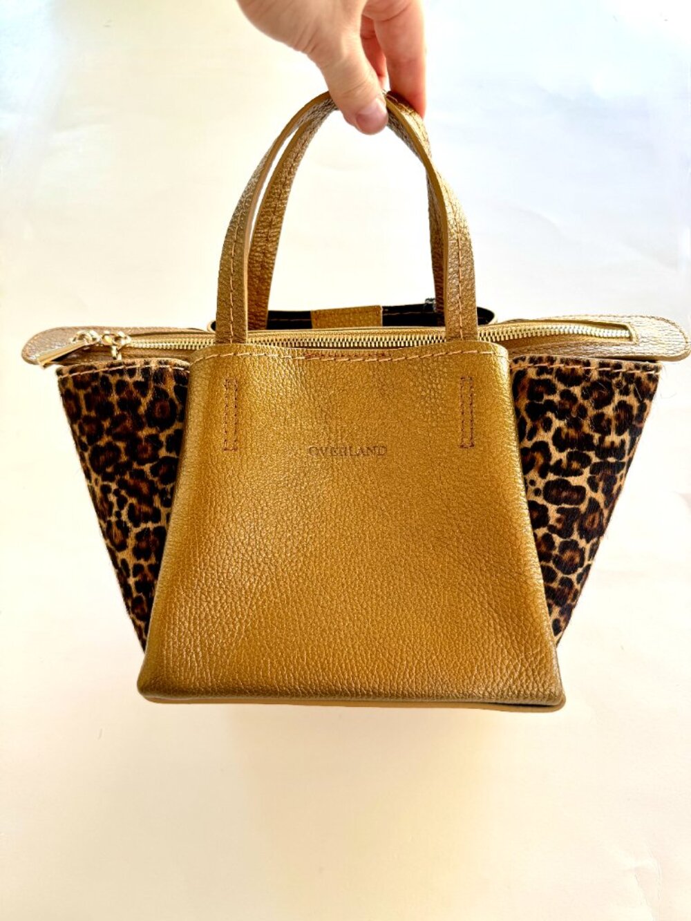 Overland Amorina Gold Leopard Hair-On Satchel NWT